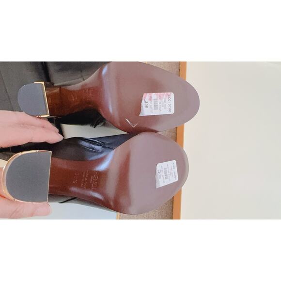 Fendi 105MM Leather Traced Heel Boots 38.5 Nero - Picture 10 of 11